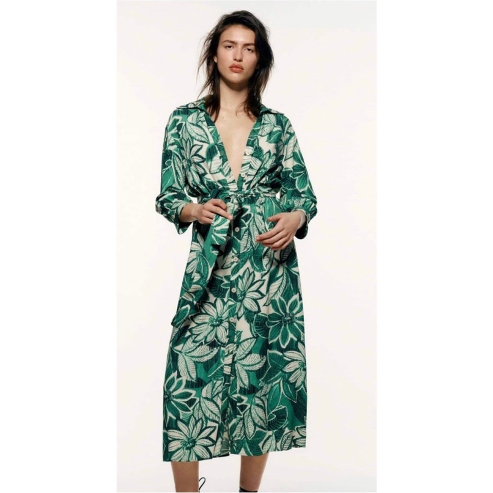 Zara Floral Belted Maxi Dress! Excellent condition! Worn once XL